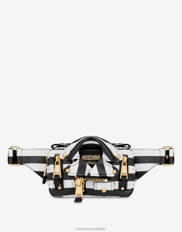 STRIPED BIKER BELT BAG Moschino Women WHITE 44AA279 Accessory