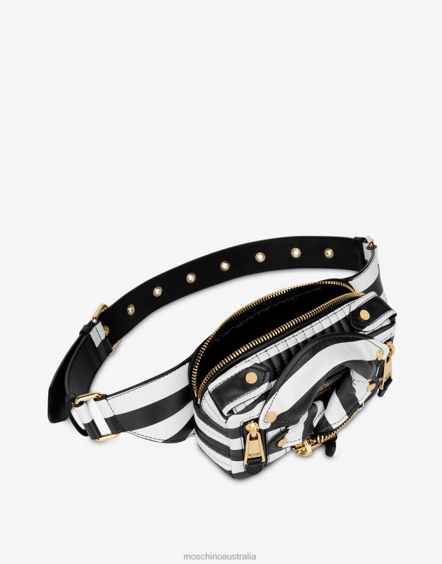 STRIPED BIKER BELT BAG Moschino Women WHITE 44AA279 Accessory