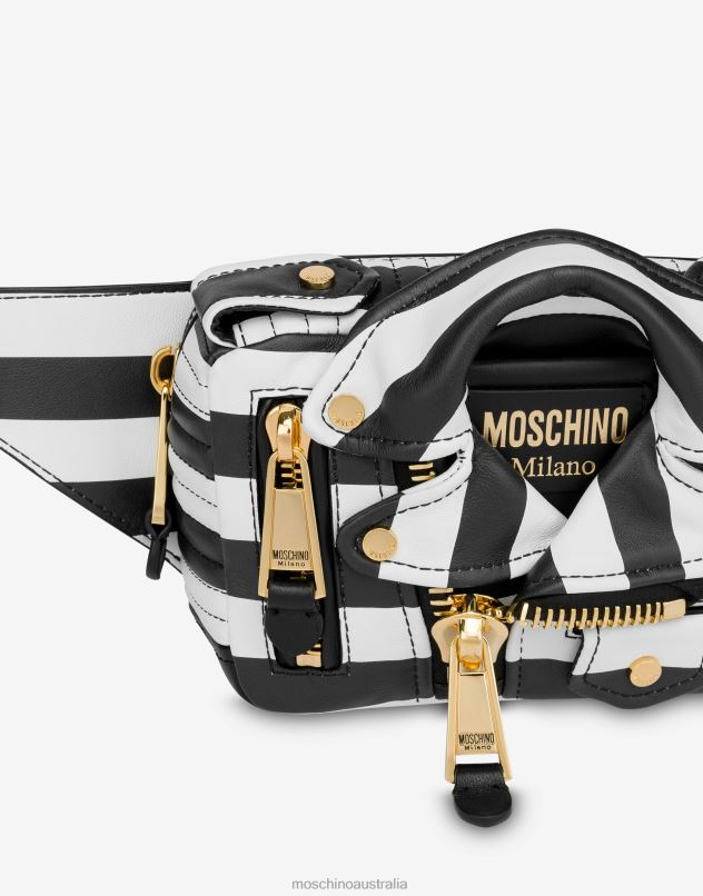 STRIPED BIKER BELT BAG Moschino Women WHITE 44AA279 Accessory
