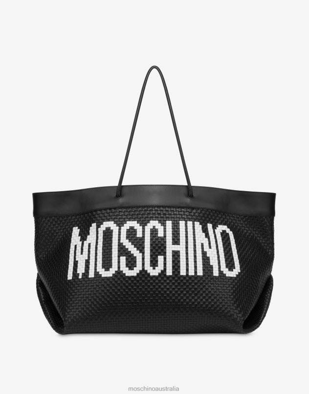 BLACK & WHITE CALFSKIN BRAIDED SHOPPER Moschino Women BLACK 44AA287 Accessory