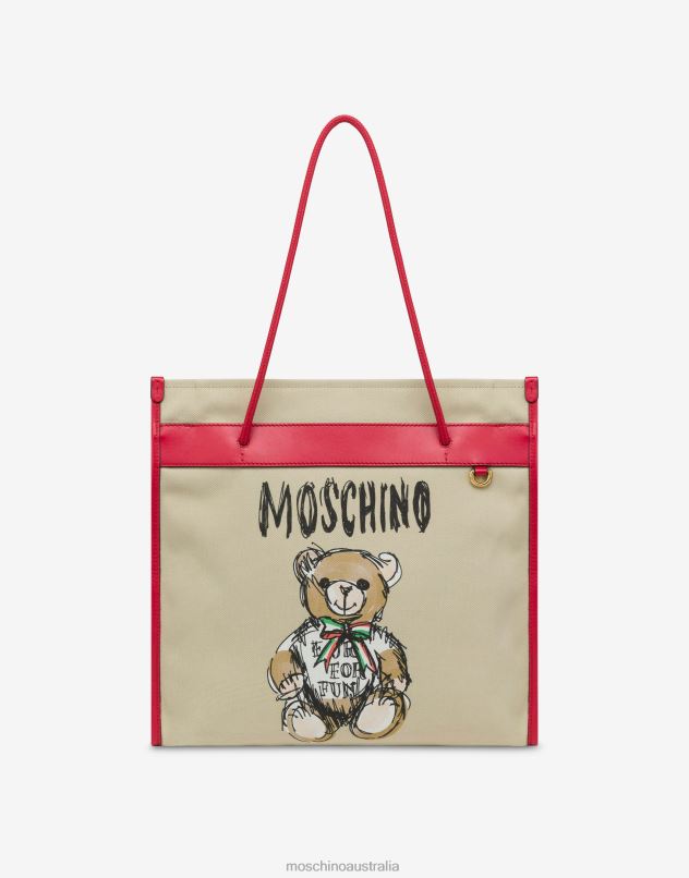 DRAWN TEDDY BEAR CANVAS SHOPPER Moschino Women BEIGE 44AA297 Accessory