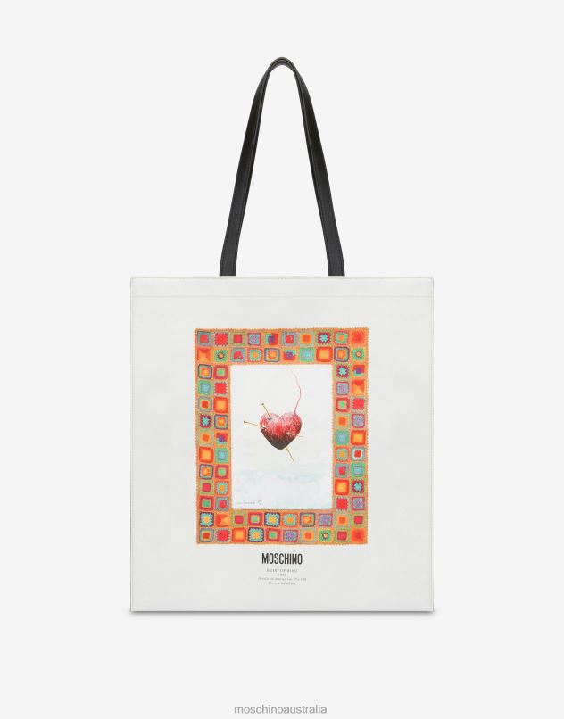 NAPPA LEATHER SHOPPER WITH PRINT Moschino Women WHITE 44AA292 Accessory