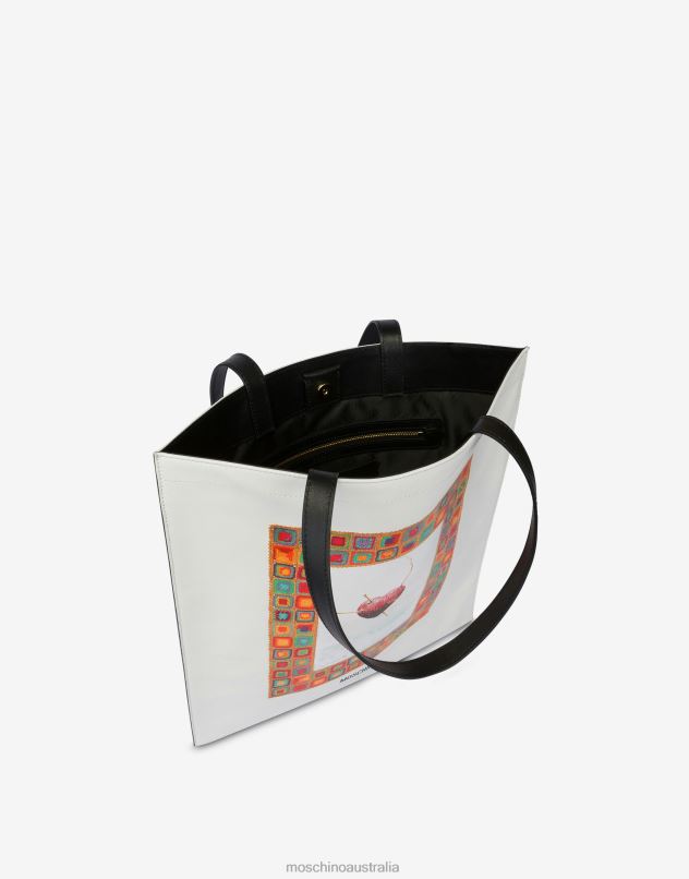 NAPPA LEATHER SHOPPER WITH PRINT Moschino Women WHITE 44AA292 Accessory
