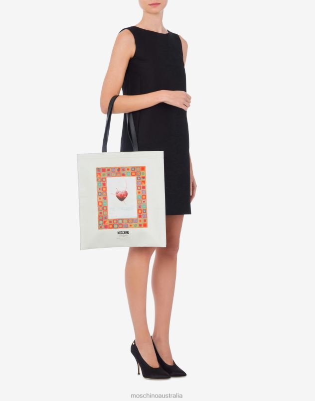 NAPPA LEATHER SHOPPER WITH PRINT Moschino Women WHITE 44AA292 Accessory