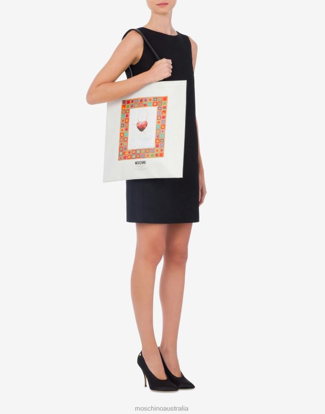 NAPPA LEATHER SHOPPER WITH PRINT Moschino Women WHITE 44AA292 Accessory