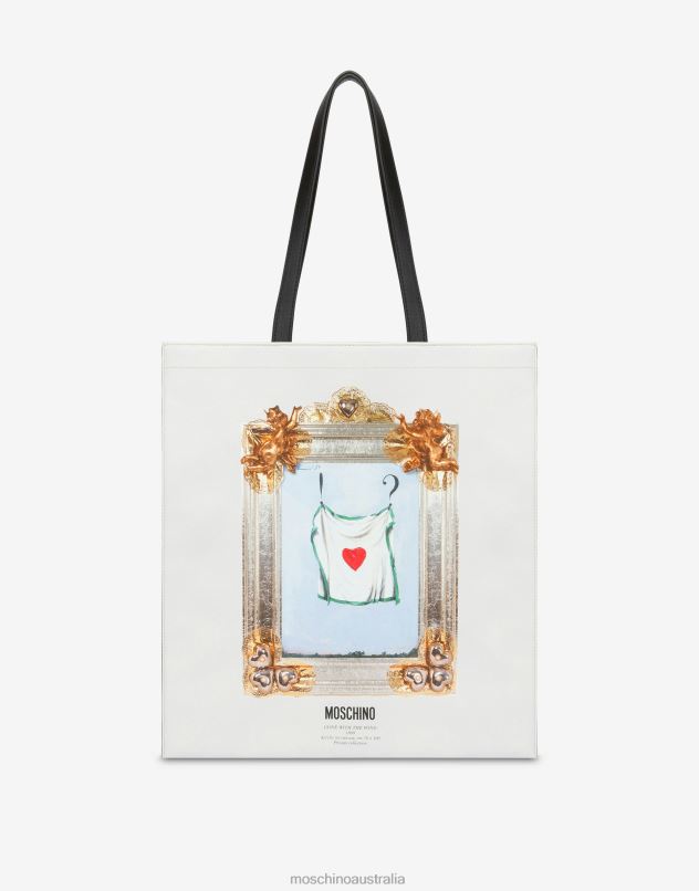 NAPPA LEATHER SHOPPER WITH PRINT Moschino Women WHITE 44AA293 Accessory