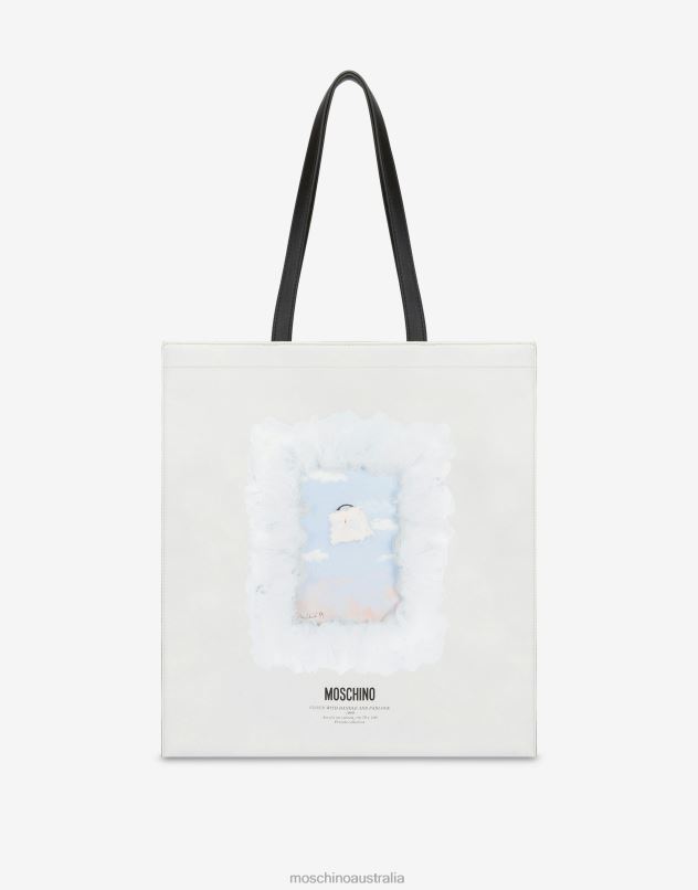 NAPPA LEATHER SHOPPER WITH PRINT Moschino Women WHITE 44AA295 Accessory