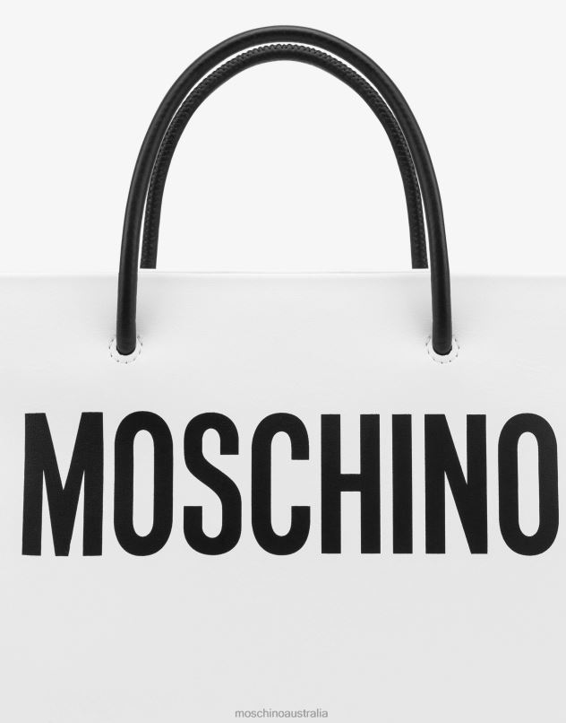SMALL CALFSKIN SHOPPER WITH LOGO Moschino Women WHITE 44AA300 Accessory