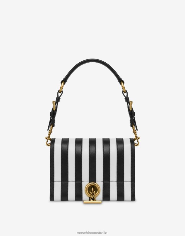 CALFSKIN STRIPED SHOULDER BAG Moschino Women BLACK 44AA233 Accessory