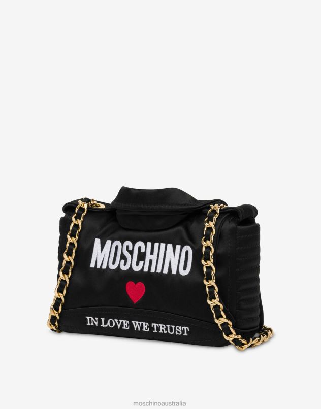 IN LOVE WE TRUST SATIN BIKER BAG Moschino Women BLACK 44AA227 Accessory