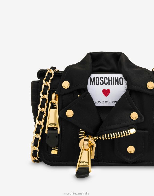 IN LOVE WE TRUST SATIN BIKER BAG Moschino Women BLACK 44AA227 Accessory