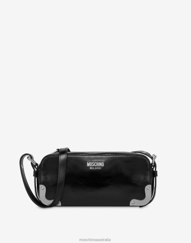 METAL CORNER SHINY CALFSKIN BAG Moschino Women BLACK 44AA240 Accessory