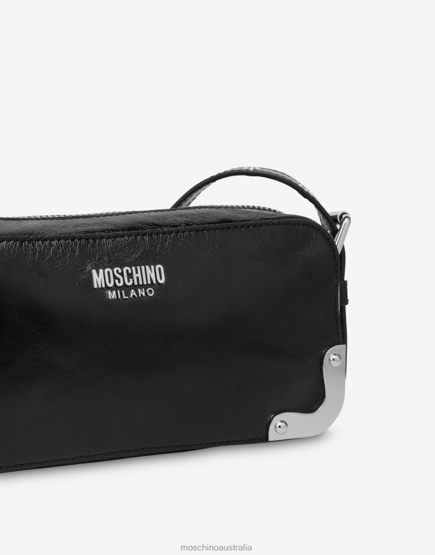 METAL CORNER SHINY CALFSKIN BAG Moschino Women BLACK 44AA240 Accessory