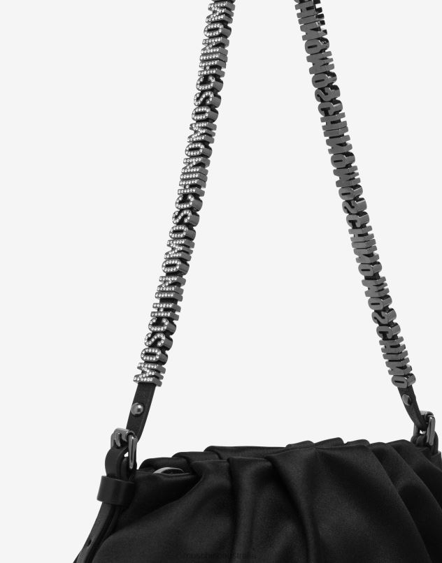 MINI LETTERING SATIN HOBO BAG Moschino Women BLACK 44AA237 Accessory