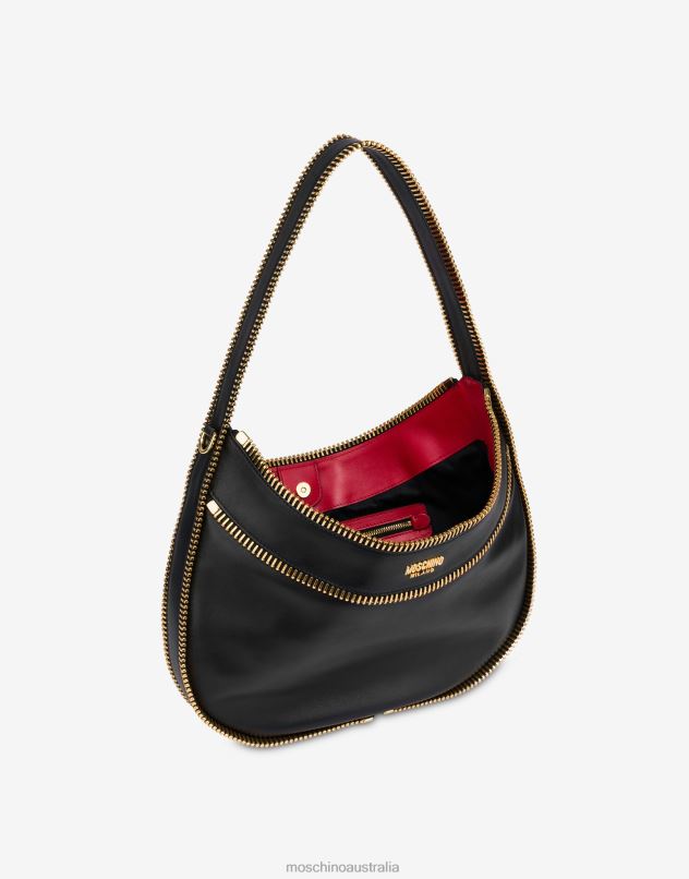 RIDER CALFSKIN HOBO BAG Moschino Women BLACK 44AA230 Accessory