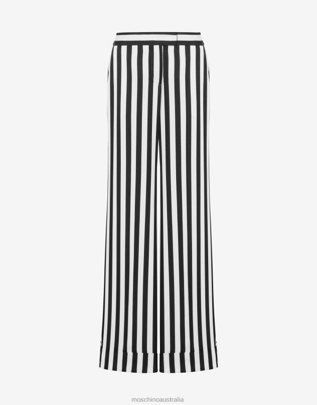 ARCHIVE STRIPES CADY TROUSERS Moschino Women BLACK 44AA73 Clothing