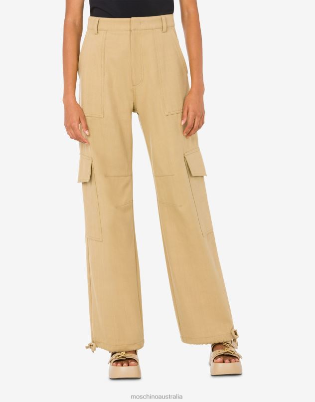 COTTON BULL OVERSIZED TROUSERS Moschino Women BEIGE 44AA69 Clothing