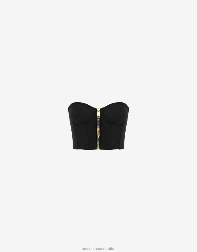 ENVERS SATIN CROP TOP Moschino Women BLACK 44AA76 Clothing
