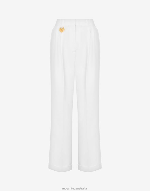 HEART LOCK STRETCH CREPE TROUSERS Moschino Women WHITE 44AA74 Clothing
