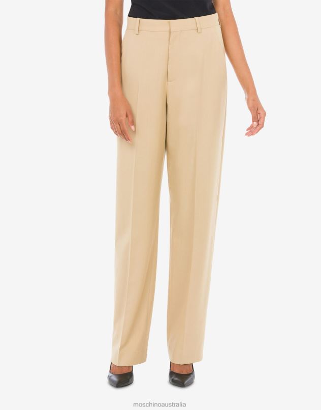 STRETCH GABARDINE TROUSERS Moschino Women BEIGE 44AA77 Clothing