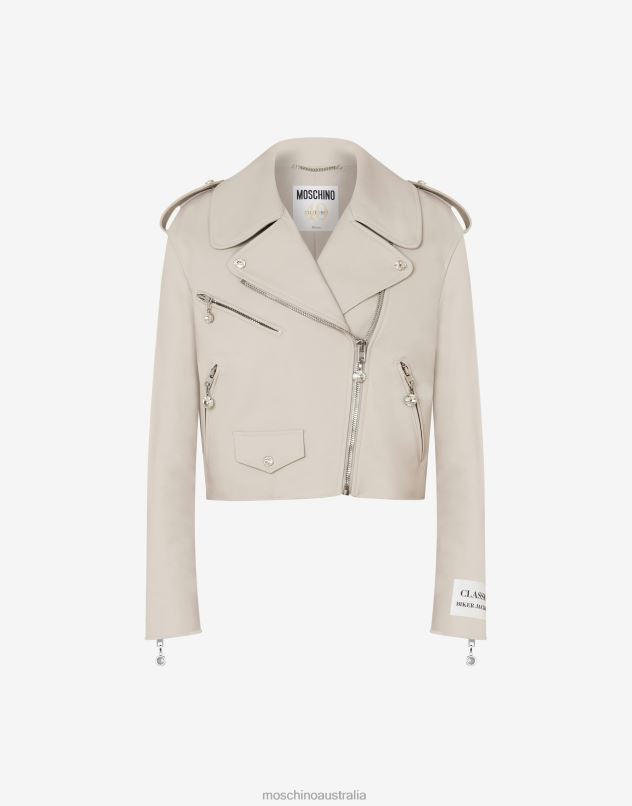 JEWELS NAPPA LEATHER BIKER Moschino Women BEIGE 44AA1 Clothing