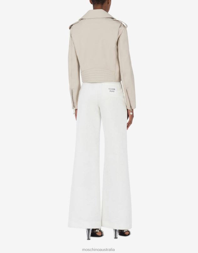 JEWELS NAPPA LEATHER BIKER Moschino Women BEIGE 44AA1 Clothing