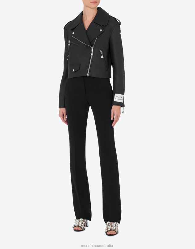 JEWELS NAPPA LEATHER BIKER Moschino Women BLACK 44AA2 Clothing