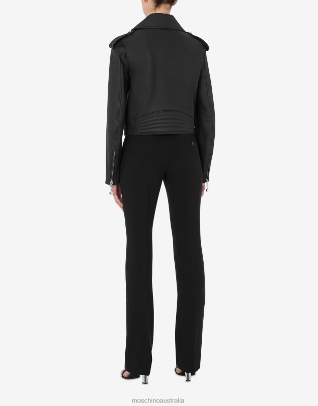 JEWELS NAPPA LEATHER BIKER Moschino Women BLACK 44AA2 Clothing