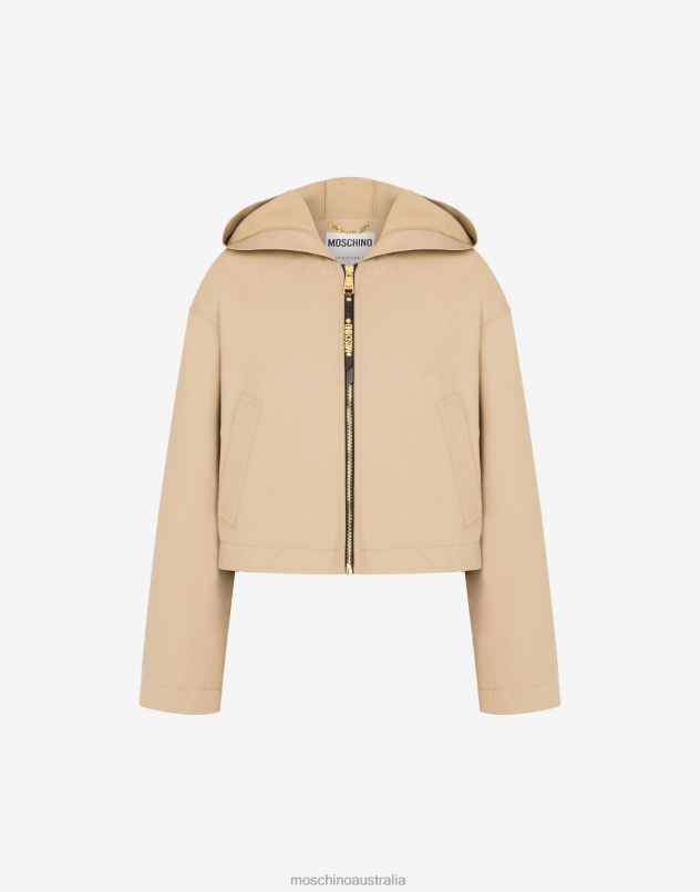 WAXED-EFFECT CLOTH WINDBREAKER Moschino Women BEIGE 44AA7 Clothing