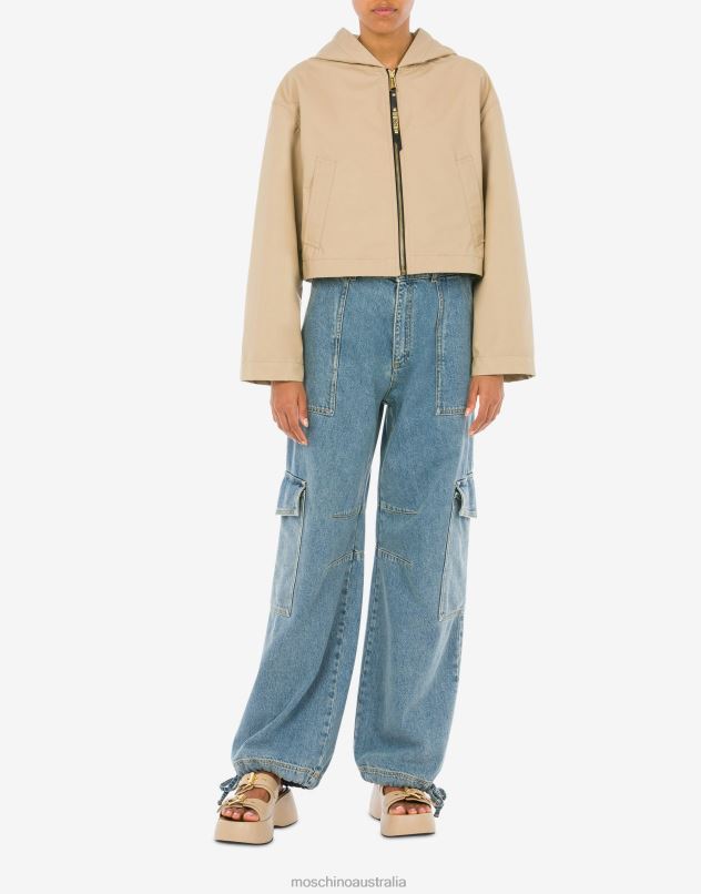 WAXED-EFFECT CLOTH WINDBREAKER Moschino Women BEIGE 44AA7 Clothing