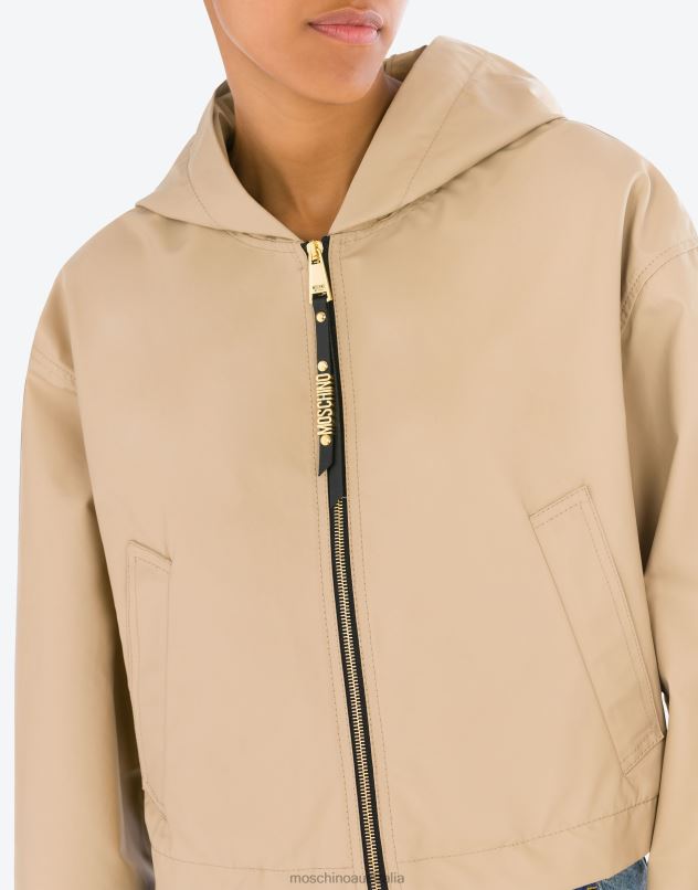 WAXED-EFFECT CLOTH WINDBREAKER Moschino Women BEIGE 44AA7 Clothing