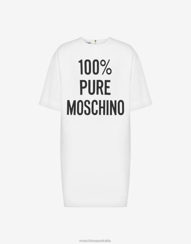 100% PURE PRINT ENVERS SATIN DRESS Moschino Women WHITE 44AA45 Clothing