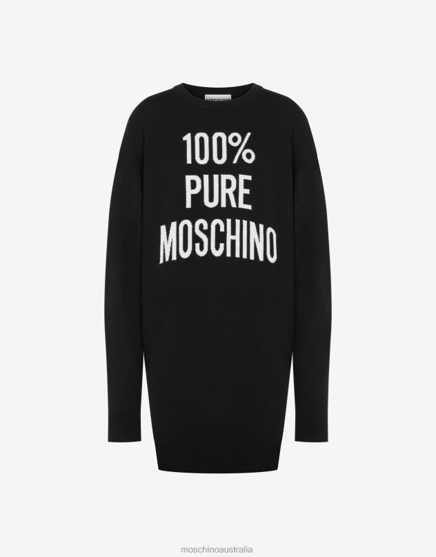 100% PURE WOOL DRESS Moschino Women BLACK 44AA46 Clothing