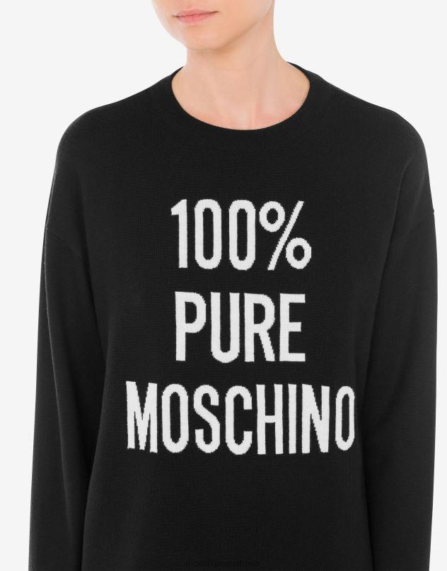 100% PURE WOOL DRESS Moschino Women BLACK 44AA46 Clothing