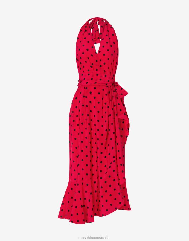 ALLOVER POLKA DOTS CREPE DE CHINE DRESS Moschino Women RED 44AA63 Clothing
