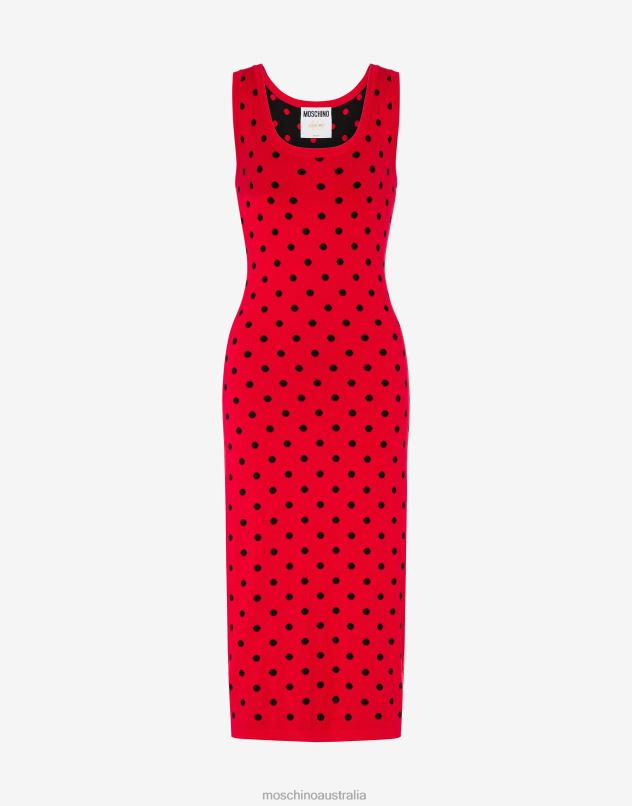 ALLOVER POLKA DOTS KNITTED DRESS Moschino Women RED 44AA51 Clothing