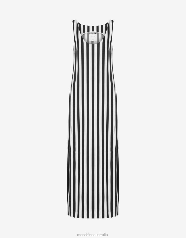 ARCHIVE STRIPES CADY DRESS Moschino Women BLACK 44AA44 Clothing