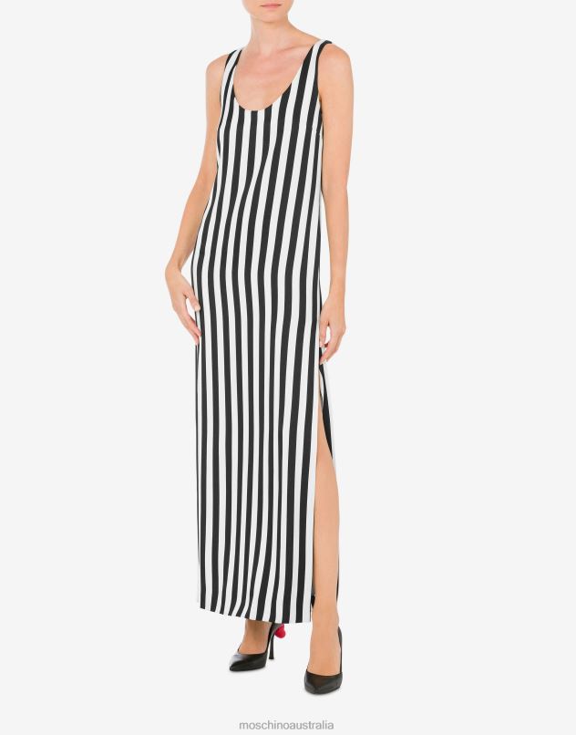 ARCHIVE STRIPES CADY DRESS Moschino Women BLACK 44AA44 Clothing