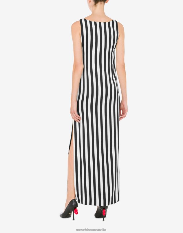 ARCHIVE STRIPES CADY DRESS Moschino Women BLACK 44AA44 Clothing