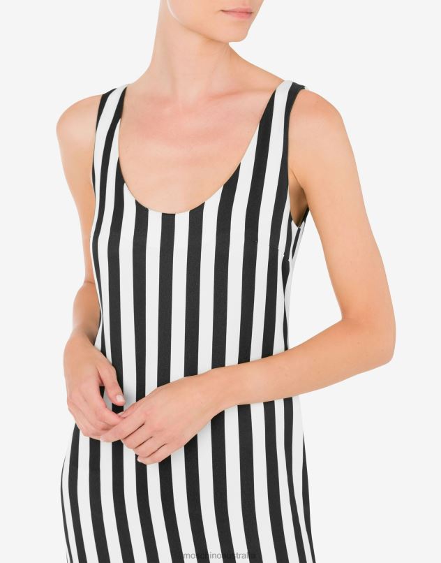 ARCHIVE STRIPES CADY DRESS Moschino Women BLACK 44AA44 Clothing