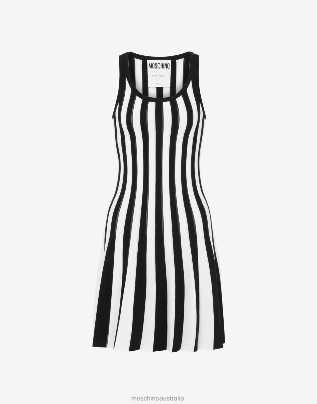 ARCHIVE STRIPES STRETCH VISCOSE DRESS Moschino Women BLACK 44AA43 Clothing