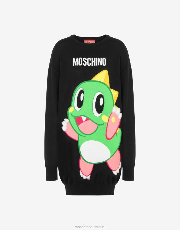Bubble Bobble wool dress Moschino Women BLACK 44AA67 Clothing