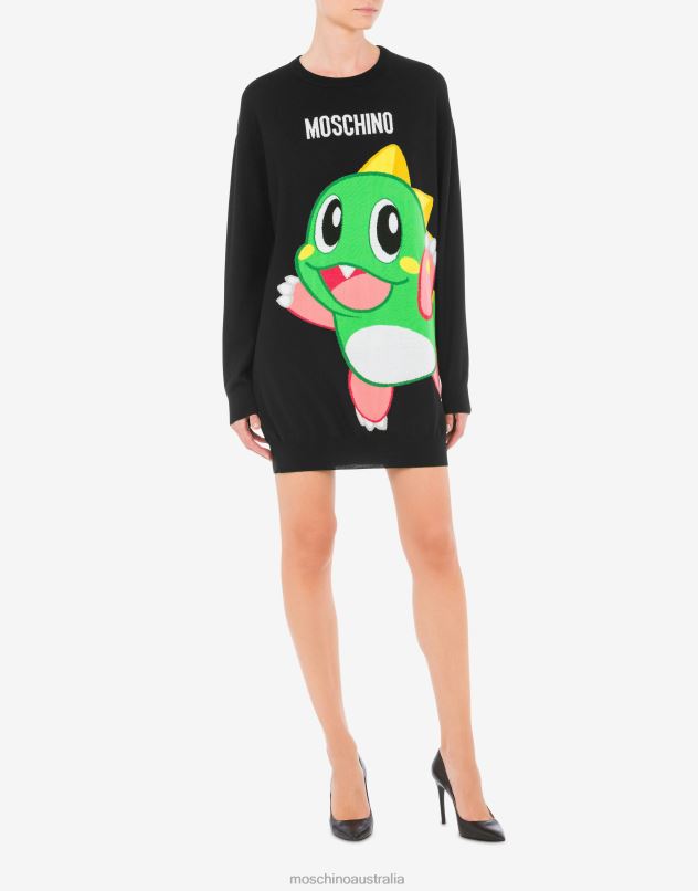 Bubble Bobble wool dress Moschino Women BLACK 44AA67 Clothing