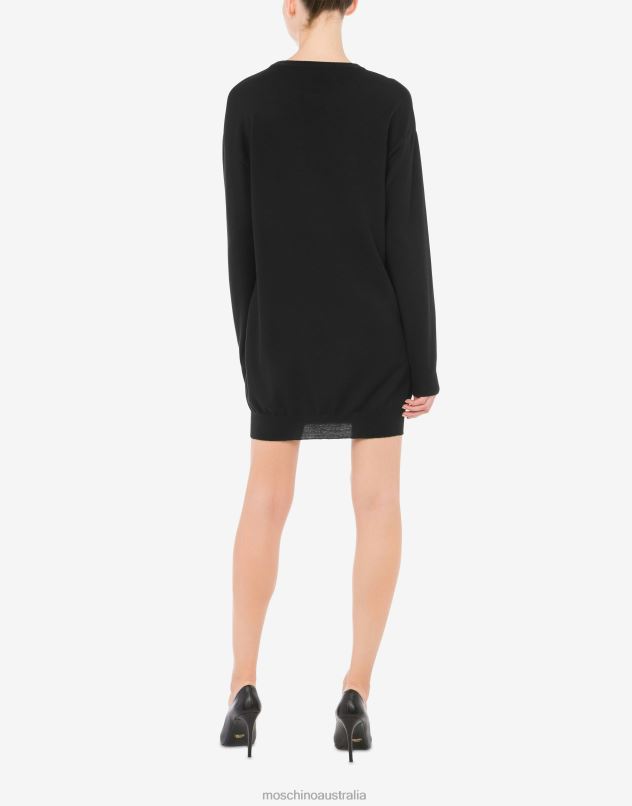 Bubble Bobble wool dress Moschino Women BLACK 44AA67 Clothing