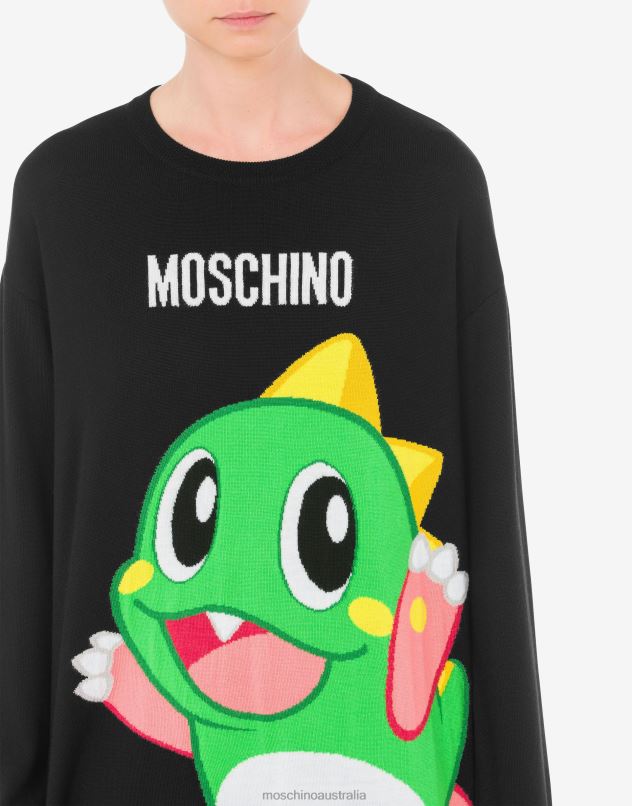 Bubble Bobble wool dress Moschino Women BLACK 44AA67 Clothing