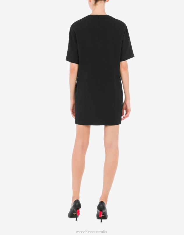 CHAIN & HEART ENVERS SATIN DRESS Moschino Women BLACK 44AA54 Clothing