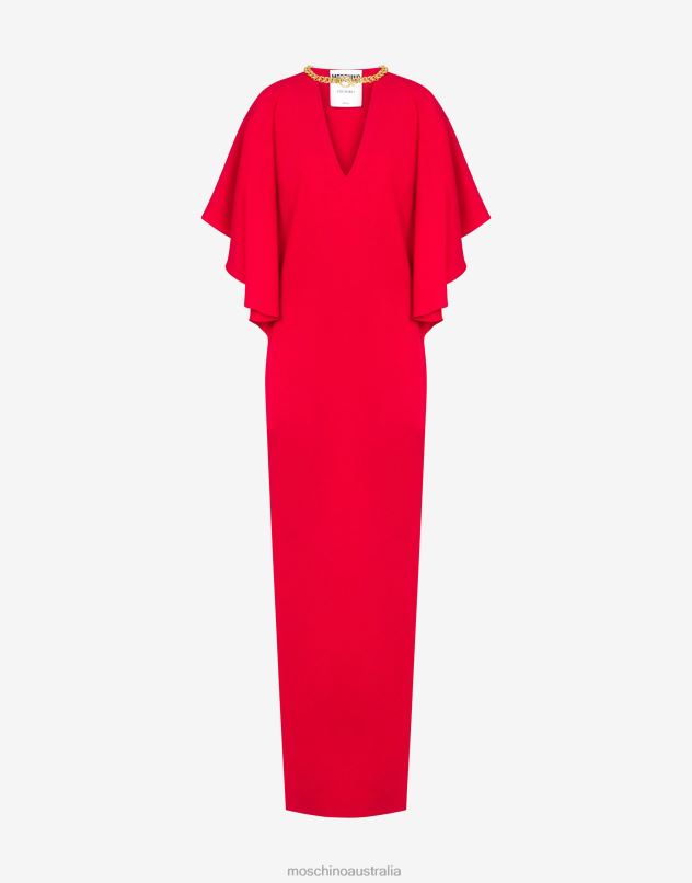 CHAIN & HEART ENVERS SATIN DRESS Moschino Women RED 44AA56 Clothing