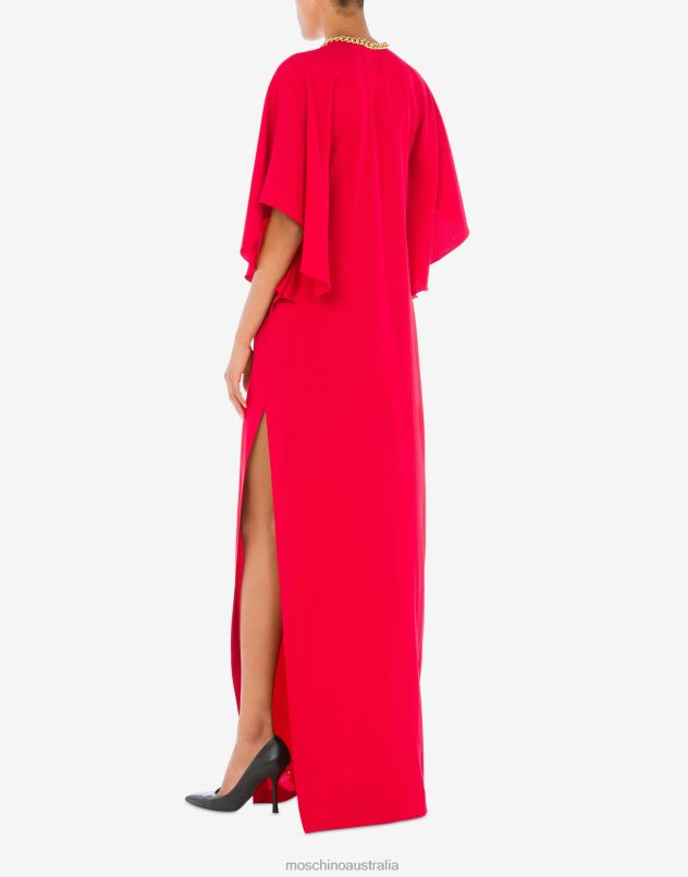 CHAIN & HEART ENVERS SATIN DRESS Moschino Women RED 44AA56 Clothing