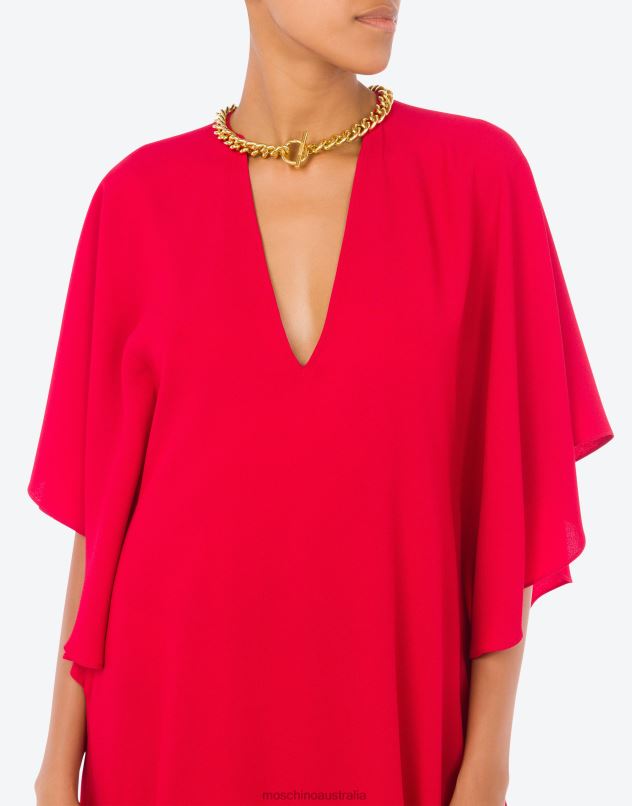 CHAIN & HEART ENVERS SATIN DRESS Moschino Women RED 44AA56 Clothing
