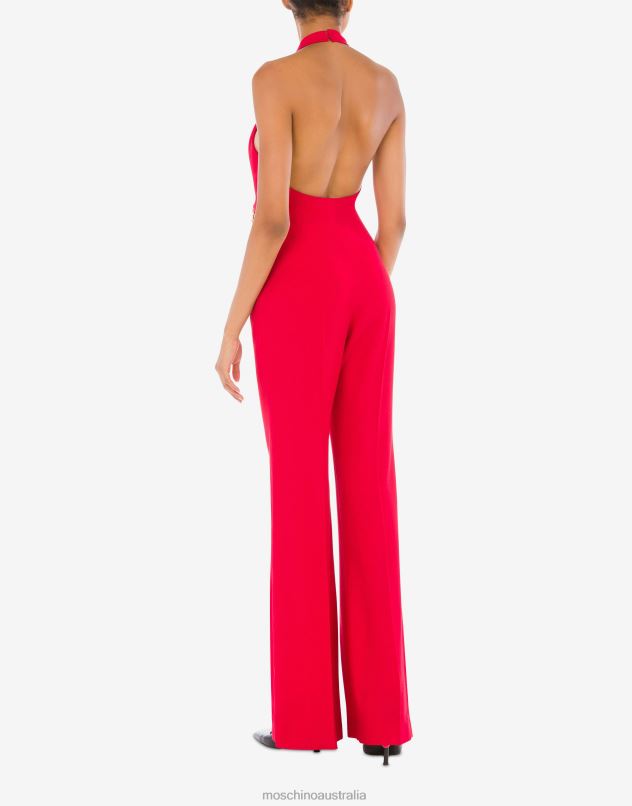 CHAIN & HEART ENVERS SATIN JUMPSUIT Moschino Women RED 44AA58 Clothing